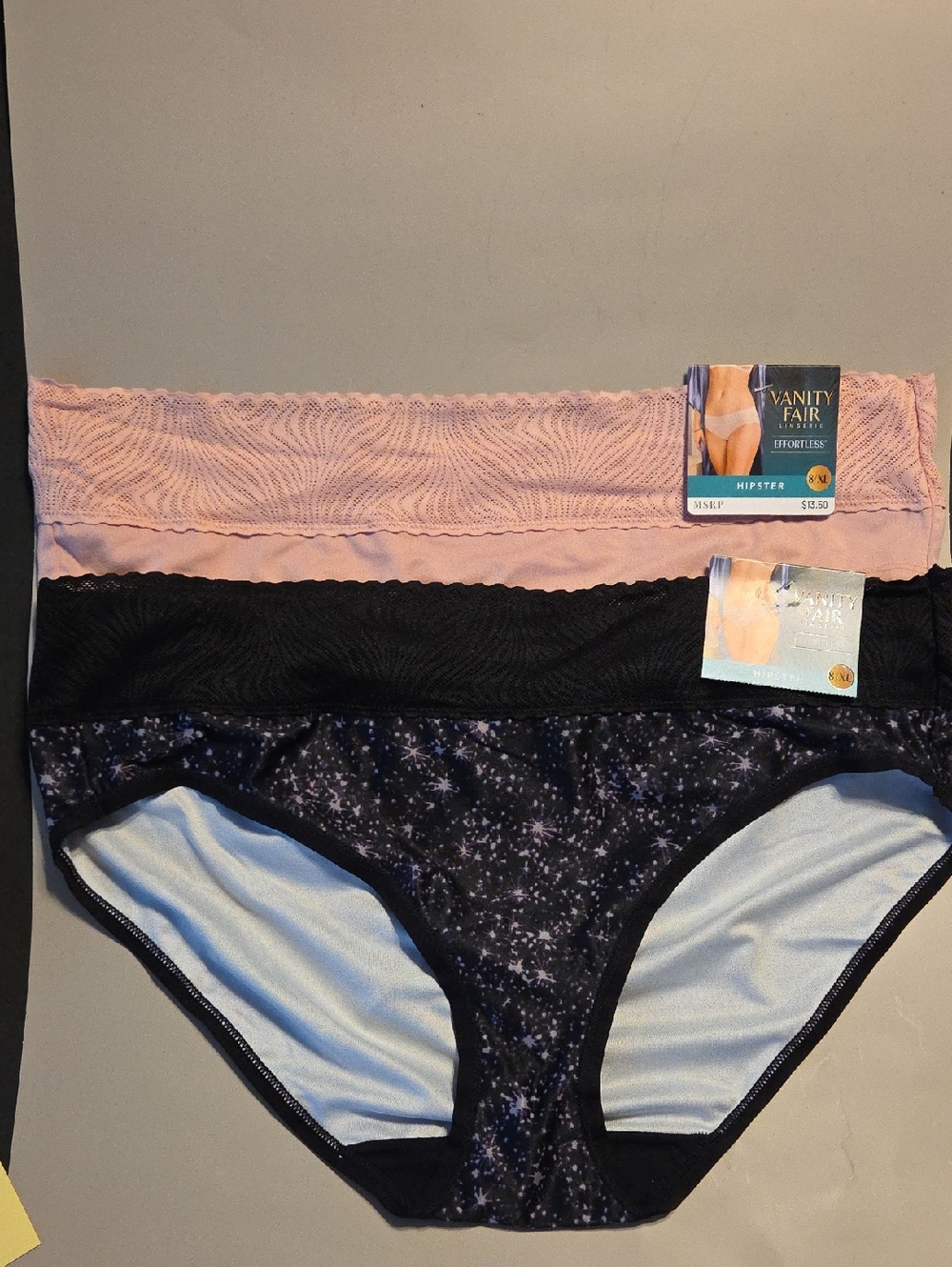 Vanity Fair Women's Effortless Hipster Panties Set Of 2 Size 8 XL
